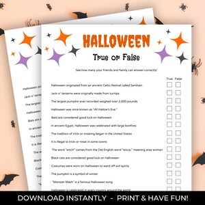 Halloween True or False Game, Printable Fact Or Fiction Game, Halloween Party Game, Halloween Games for Kids And Teens, Halloween Game Night