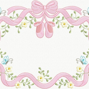 Ballerina Shoes Frame Machine Embroidery Designs - Girl embroidery design, Ballet Machine embroidery pattern - instant download