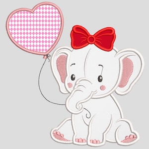 Elephant Girl Applique Embroidery Design (Instant Download)