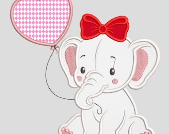 Elephant Girl Applique Embroidery Design (Instant Download)