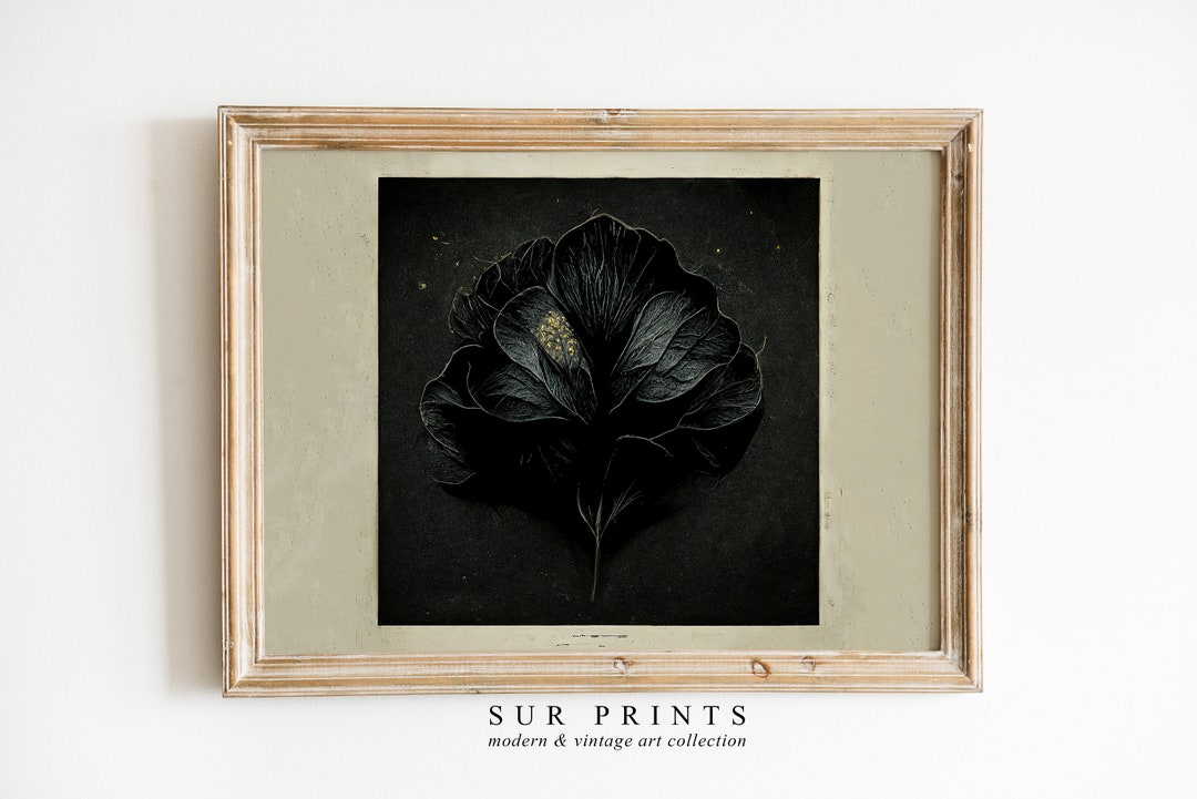 Moody Dark Floral Wall Art | Vintage Flower Painting Print | Antique ...