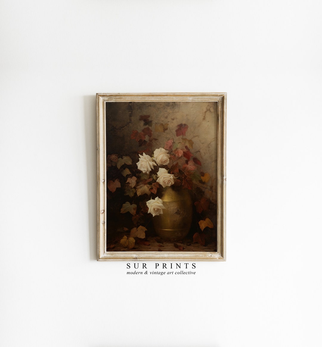 Vintage Floral Wall Art, Moody Flower Painting, Printable Wall Art ...