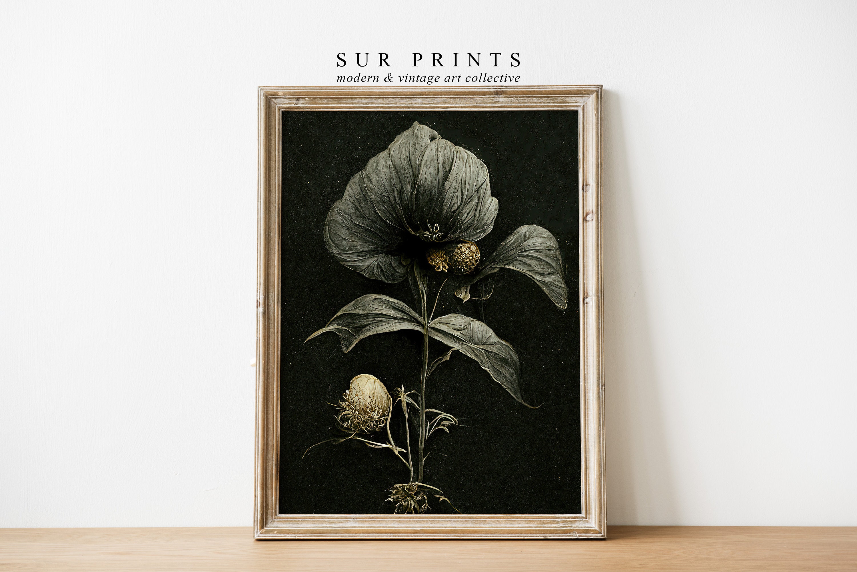 Dark Flower Painting Printable Art | Moody Floral Wall Art | Dark ...