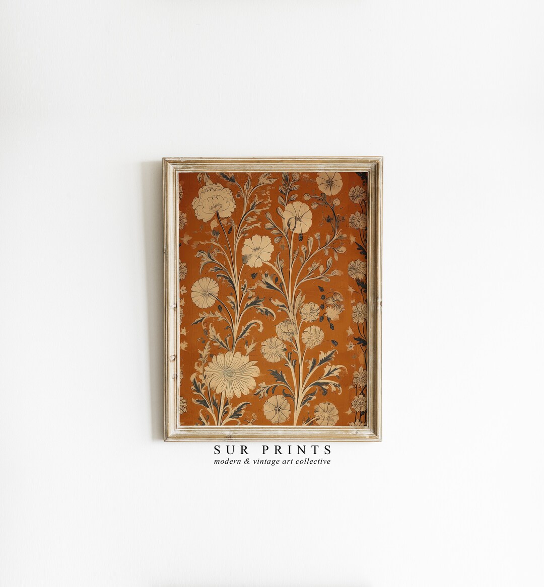 Vintage Rustic Textile Pattern Wall Art | Botanical Prints | Moody ...