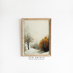 Vintage Winter Landscape / Christmas Winter Art / Country Snow Wall Decor / Winter Landscape Print / Home Decor PRINTABLE | 100