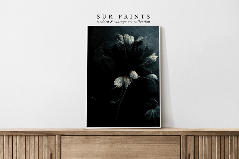 Dark Botanical Wall Art | Farmhouse Decor | Moody Floral Print | Dark ...