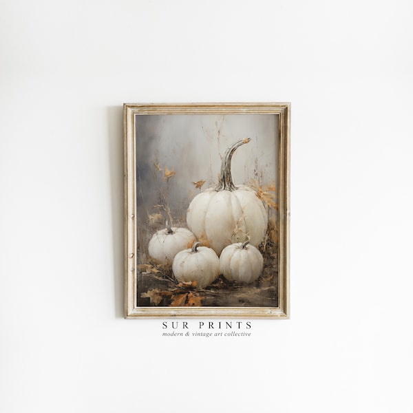 Vintage Pumpkin Still Life | PRINTABLE Fall Pumpkins Print | Wall Art Neutral | Autumn Painting | Halloween Rustic Wall Print Download | 216