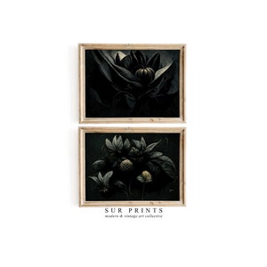 Dark Botanical Gallery Wall Art | Moody Floral Print Set, 10 Piece Wall ...