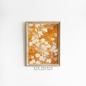 Botanical Prints | Burnt Orange Autumn Print | Vintage Rustic Textile Pattern Wall Art | Moody Gallery Wall Prints | Digital PRINTABLE | 235