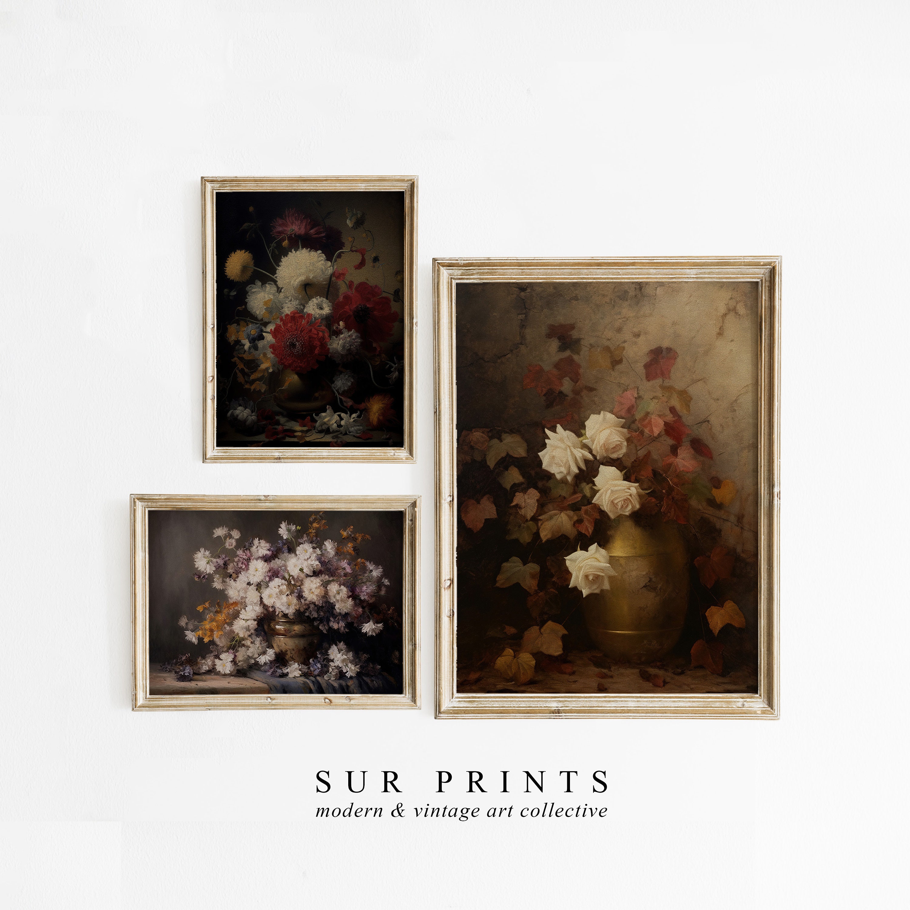 Moody Floral Gallery Wall Print Set of 6, Dark Academia Decor, Vintage ...