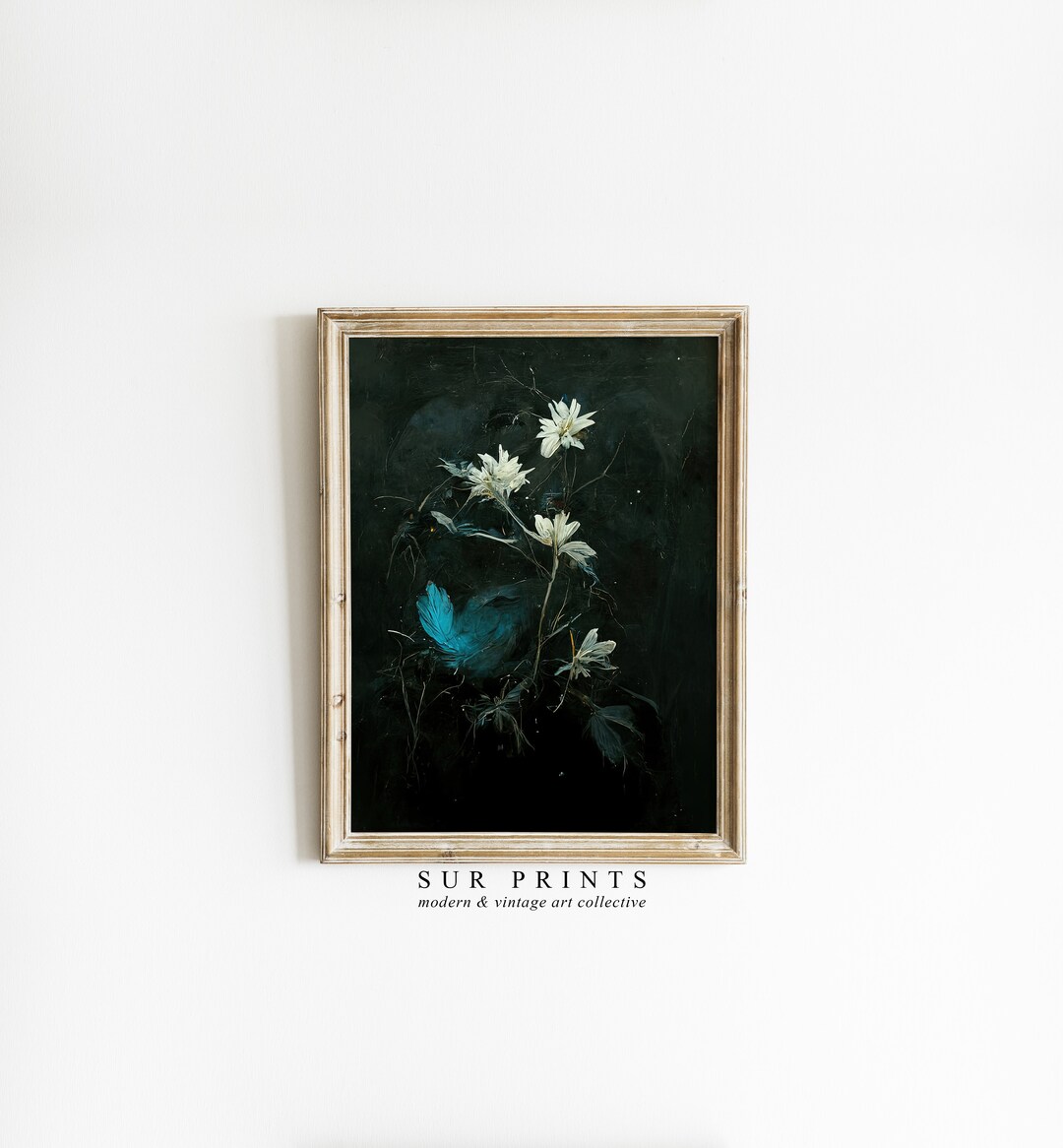 Vintage Dark Botanical Wall Art | Moody Floral Print | Farmhouse Decor ...