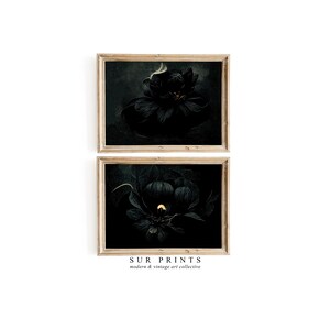 Dark Botanical Gallery Wall Art | Moody Floral Print Set, 10 Piece Wall ...