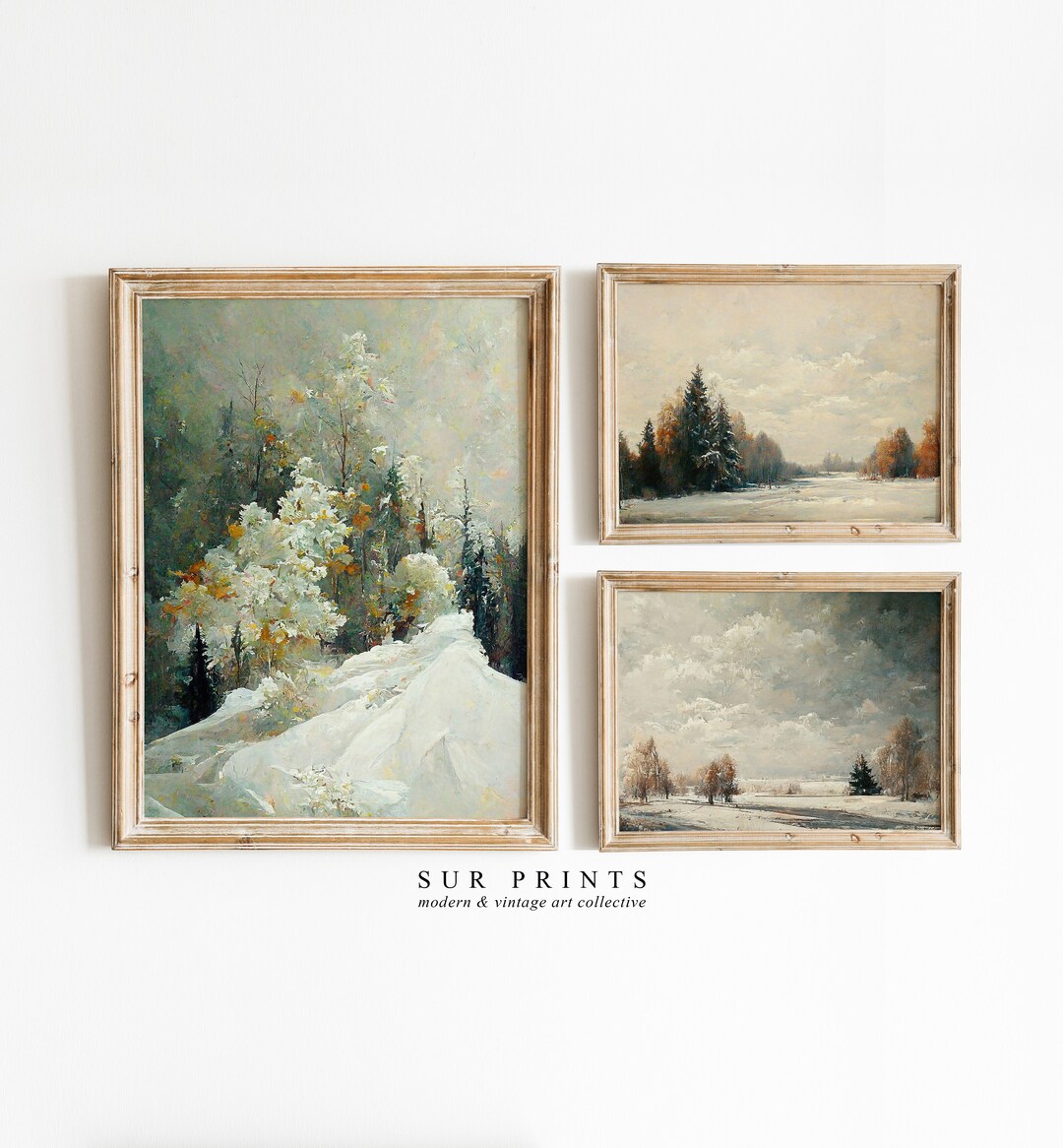Winter Gallery Wall Art Set of 3 Prints | Christmas Wall Decor ...