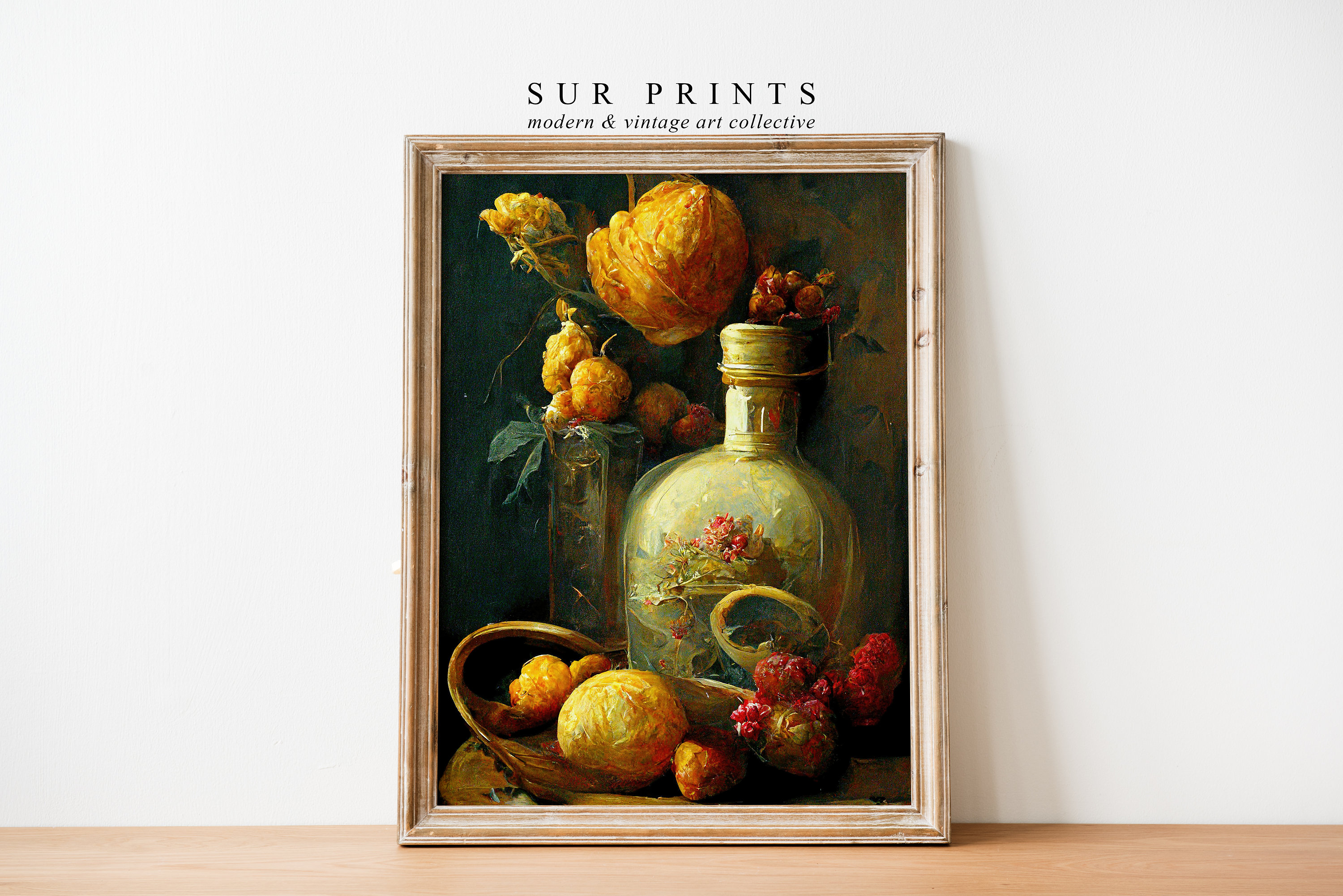 Dark Floral Still Life Oil Painting | Moody Vintage Flower Print ...