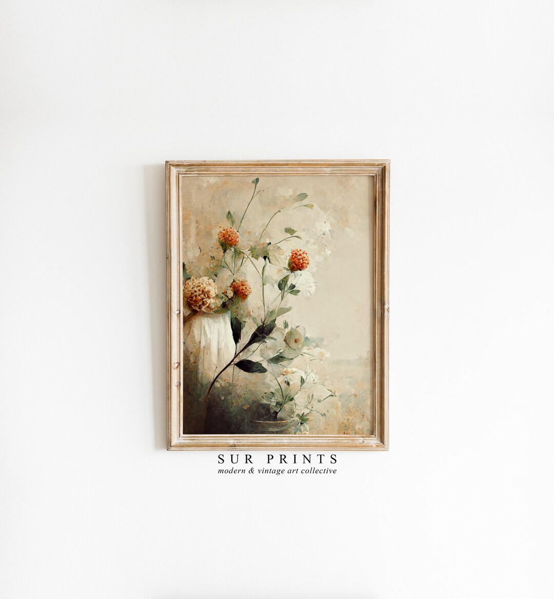 Neutral Roses Painting | Vintage Flower Print | Antique Botanical ...