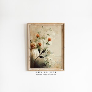 Neutrale Rosen Malerei | Vintage Blumenmuster | Antik Botanik | Dark Academia Gemälde | DRUCKBARE Wandkunst | Weihnachtsdeko | 121
