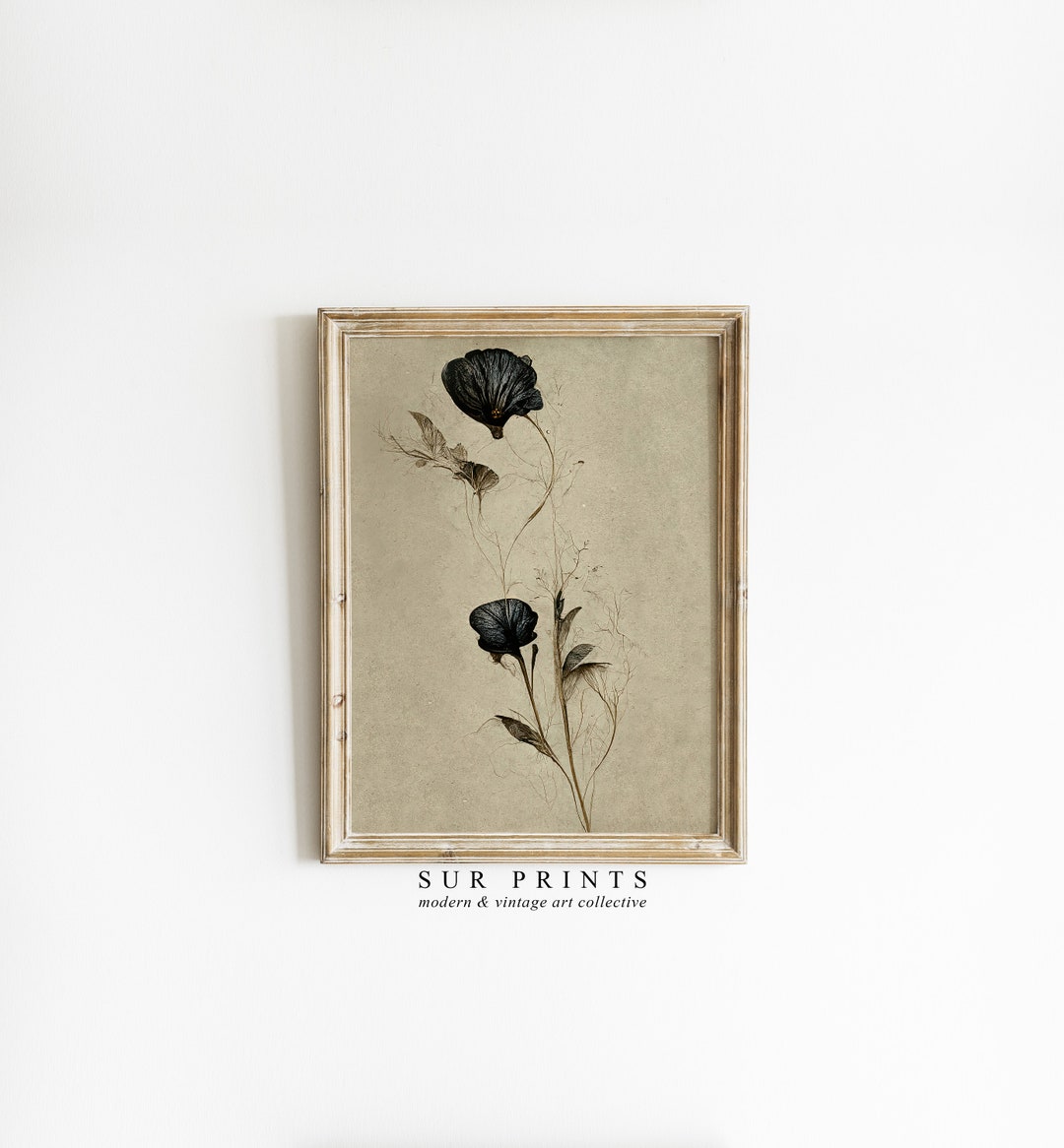 Dark Floral Wall Art, PRINTABLE Art, Moody Flower Painting Print ...