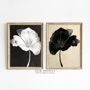 Neutral Moody Floral Print Set, 2 Piece Wall Art, Dark Academia Print, Botanical Gallery Wall Art, Digital Download, Printable Wall Art, 176