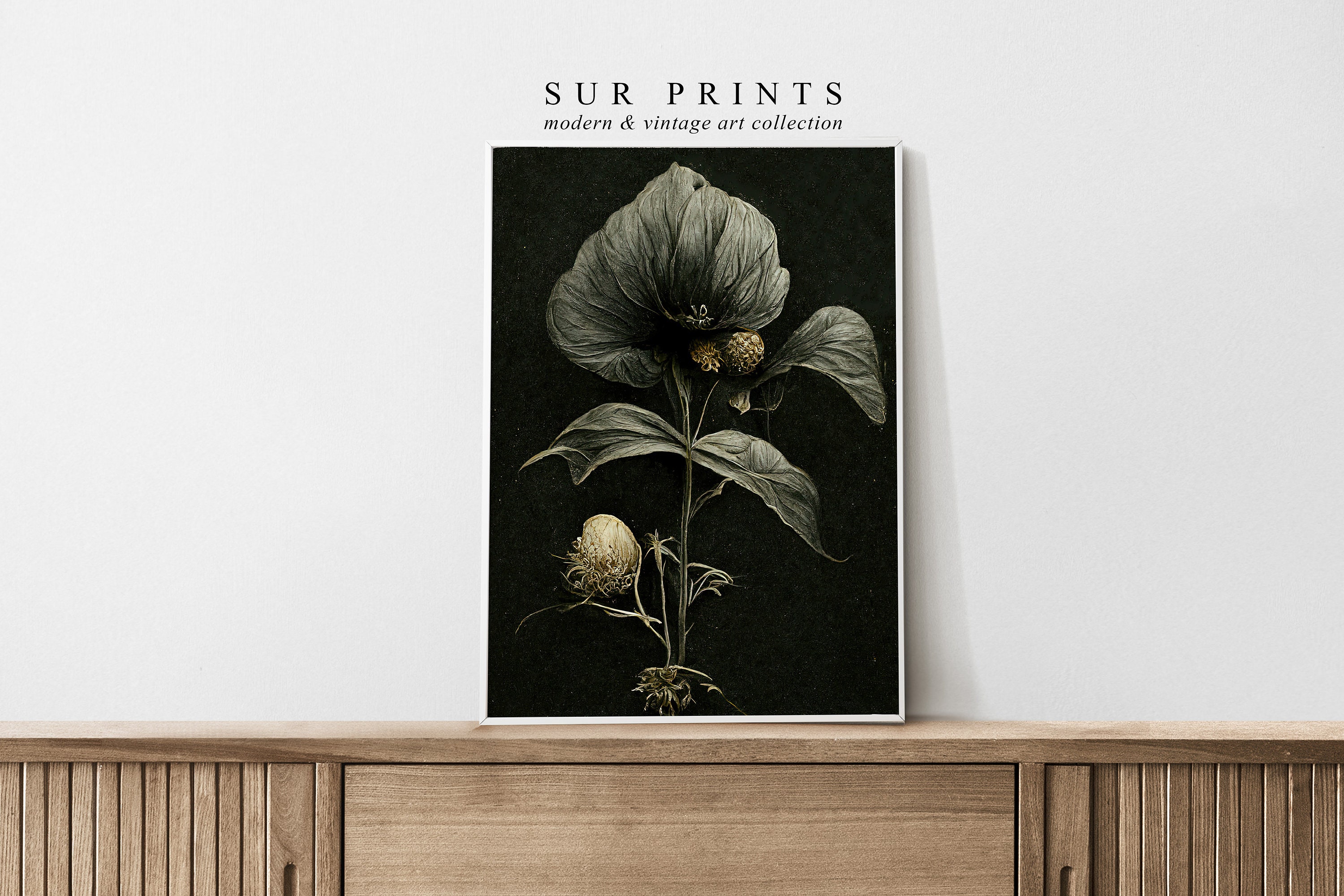 Dark Flower Painting Printable Art | Moody Floral Wall Art | Dark ...