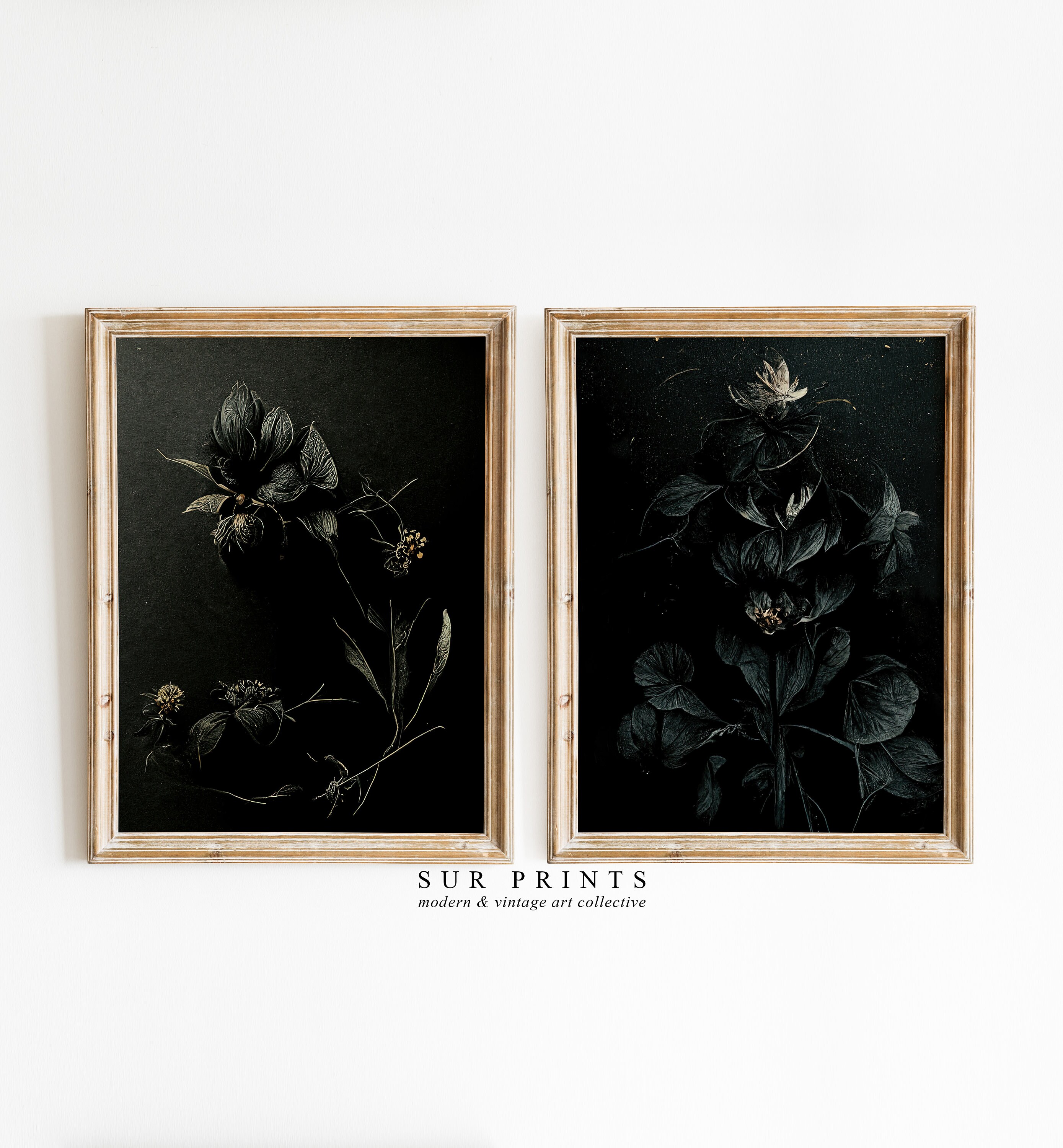 Dark Botanical Gallery Wall Art | Moody Floral Print Set, 10 Piece Wall ...