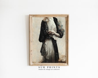 Victorian Painting Wall Art | Vintage Eclectic Wall Art | Dark Academia PRINTABLE Art | Victorian Portrait Print | Moody Oil Painting | 088