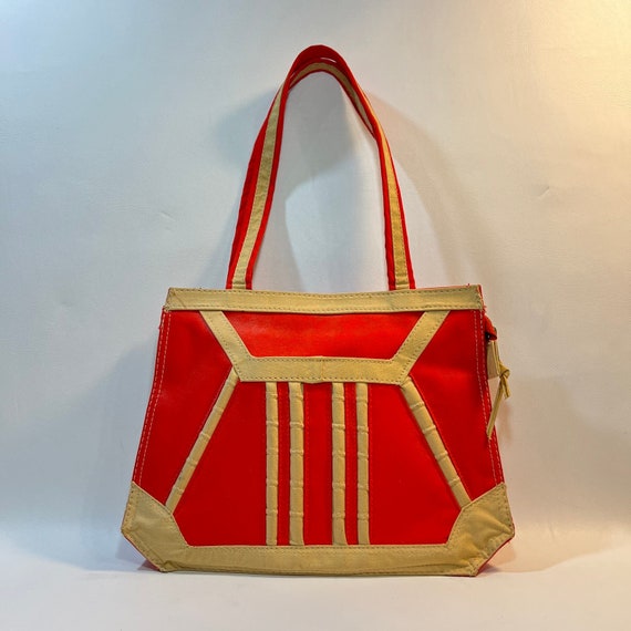 Vintage Holiday Fair Bamboo Red Purse - image 1