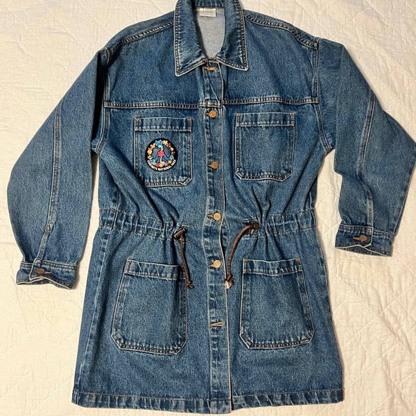 One of a Kind long Denim Jacket 1970’s with Psychedelic Yosemite Patch