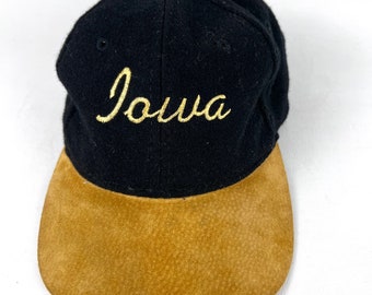 Vintage Iowa Wool and Suede Adjustable Cap