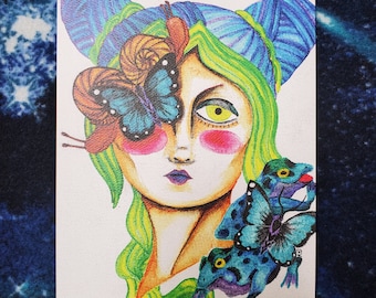 Impresión de acuarela de anime extraño de 6" x 8"