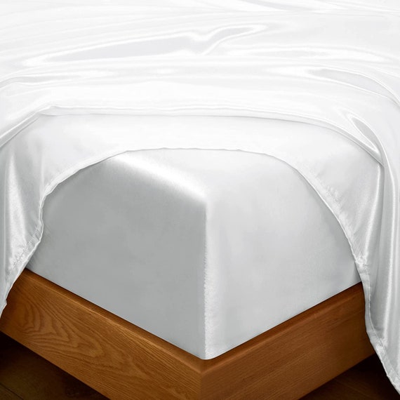 Queen Silk Satin Fitted Sheet Only Ice Soft Deep Pocket Twin