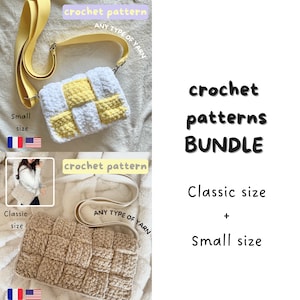 BUNDLE Crochet Bag Patterns - 2 Sizes - Beginner - Meli Melo cross body bag - tote-Market-Handmade bag-Crochet bag PDF- Sac Patron