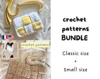 BUNDLE Crochet Bag Patterns - 2 Sizes - Beginner - Meli Melo cross body bag - tote-Market-Handmade bag-Crochet bag PDF- Sac Patron