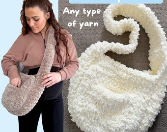 Crochet Bag Pattern Crossbody Tote - No Stretch Beginner- handbag pattern -Crochet tote-Market-Handmade bag- PDF- Sac Cabas Patron- Carryall