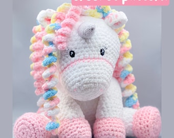 Patron licorne au crochet - Niveau débutant - peluche - PDF - English / Licorne Patron au Crochet Français - FACILE, débutants - modèle AMIGURUMI
