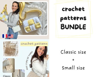 BUNDLE Crochet Bag Patterns - 2 Sizes - Beginner - Meli Melo cross body bag - tote-Market-Handmade bag-Crochet bag PDF- Sac Patron