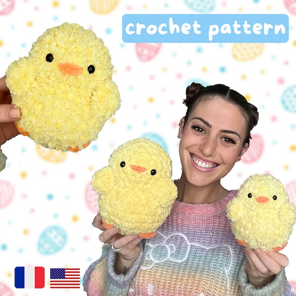 Easter Chubby Chick Crochet Pattern PDF - plush - amigurumi tutoriel US terms - FR patron au crochet-  Poussin Pâques fichier pdf à imprimer