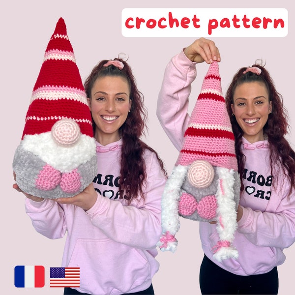 PATRÓN GNOMO Gigante X2 - maxi - archivo pdf us terms -amigurumi / Patron au crochet gnomes - taille géante - français - fichier pdf