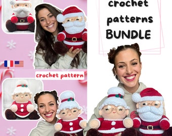 BUNDLE Santa & Mrs Claus Crochet Patterns - Cuddle Size -  Santa Mr and Mrs Claus Amigurumi Pattern - Papa et Mme Noel - patrons au crochet