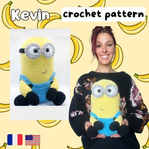 Kevin - Cuddle size - Minion crochet pattern pdf -plush - AMIGURUMI / FR patron au crochet- Peluche minion fichier pdf à imprimer