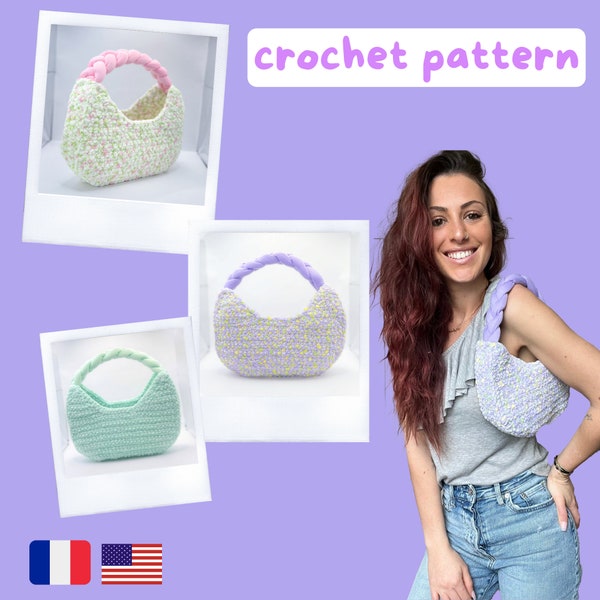 Crochet BAG pattern - US terms with tutorial - Beginners Friendy - Shoulder Bag / Patron au crochet - Sac épaule - Français + tuto debutants