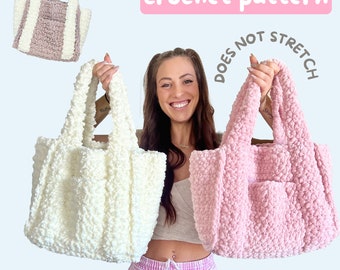 Crochet Bag Pattern Tote - Beginner-No Stretch handbag pattern -Beach bag-Crochet tote-Market-Handmade bag-Crochet bag PDF- Sac Cabas Patron