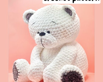 Crochet pattern teddy bear - BEGINNERS pdf / patron crochet francais ours peluche pdf , modele au crochet amigurumi - débutants