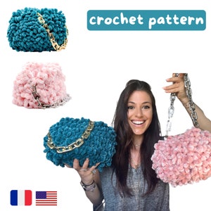 Crochet bag pattern - Eng +  Lining Sewing INSTRUCTIONS / fr- Patron Sac crochet PATTERN + handmade - BOHO - Trendy - frizzy -
