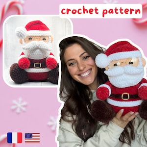 Virkningsmönster för jultomte - kramstorlek - jultomte Amigurumi mönster - Papa Noel - patron au crochet