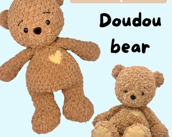 Doudou ours en peluche au crochet - taille câlin - ours amigurumi - baby shower de la Saint-Valentin - Ours peluche doudou - patron crochet