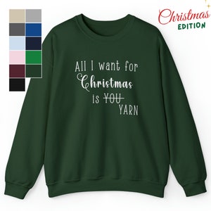 セーター クリスマスに欲しいのは糸だけ 白いフォント かぎ針編み愛好家のセーター かぎ針編み、糸のフレーズ、かぎ針編みのギフト 糸のギフトのアイデア、糸好きのギフト