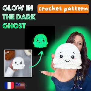 Gehaakt GHOST patroon - glow in the dark - pdf engels Amigurumi - Halloween haak / Patron Français FANTOME haak brille dans le noir
