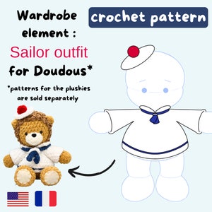 Sailor uniform for doudous - Sailor - Accessory for my doudou collection - Crochet Pattern  Amigurumi Pattern