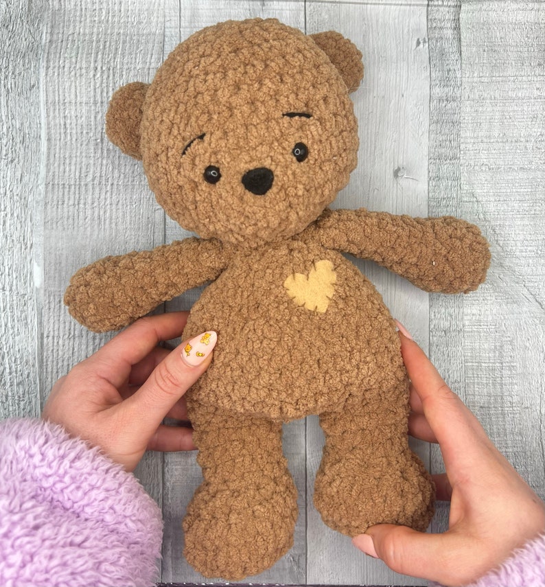 Doudou Teddy Bear Crochet Pattern - Cuddle Size - Bear Amigurumi Pattern - Valentine's day Baby Shower- Ours peluche doudou - patron crochet image 2