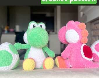 Yoshi + Egg Crochet Pattern PDF - peluche - amigurumi- tutorialel - termini USA / FR patron au crochet- Peluche Yoshi + Oeuf fichier pdf à imprimer